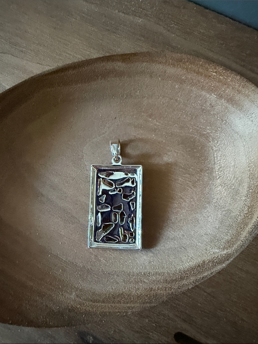 Silver Multicolor Stone Rectangle Pendant - Picture 2 of 2